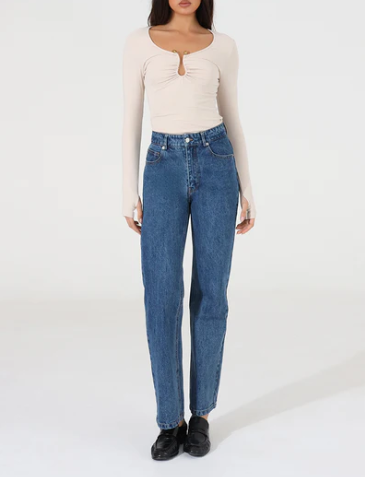 Beige long sleeve top